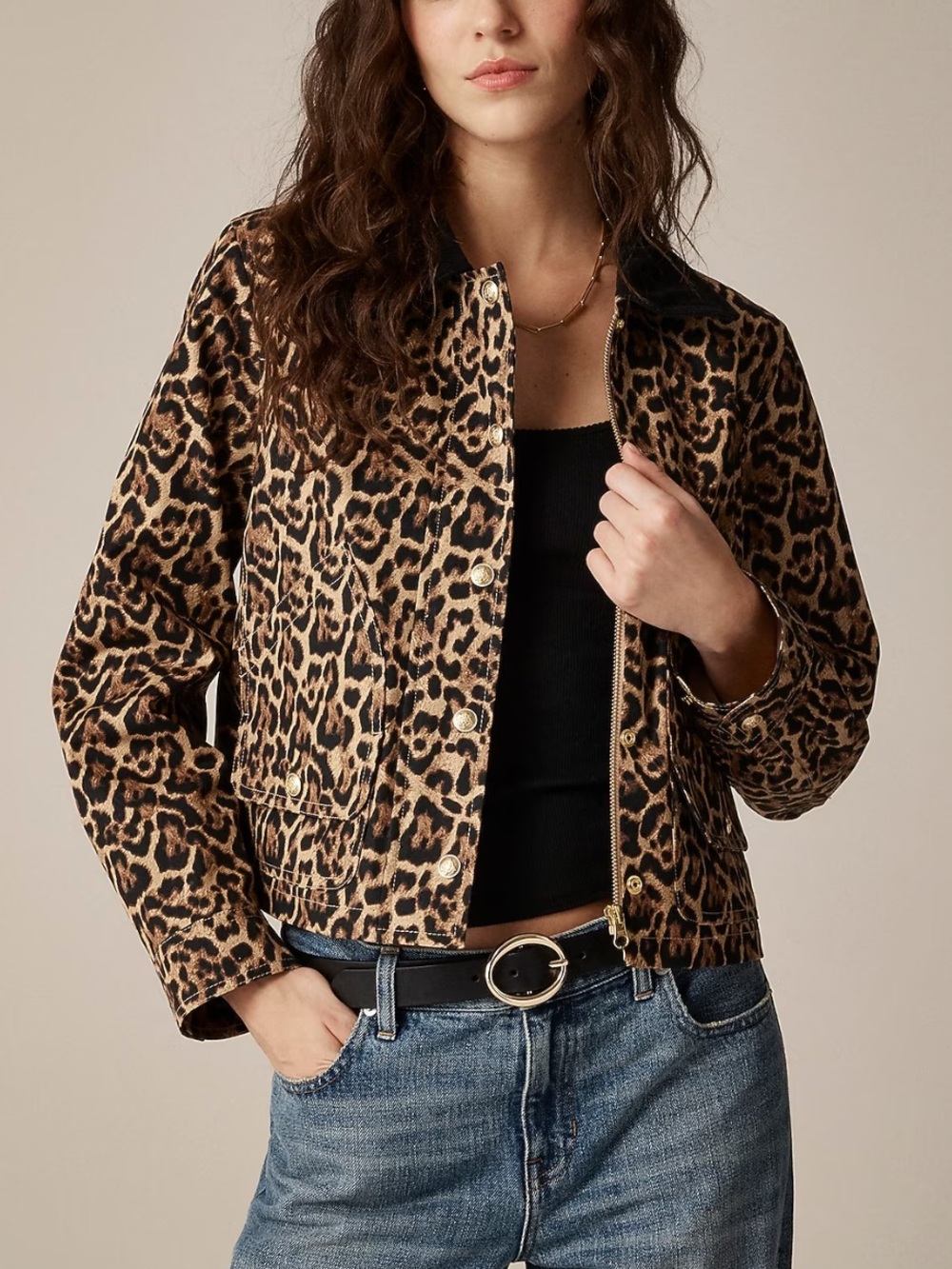J. Crew Leopard Cropped Barn Jacket
